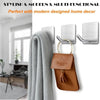 A set of modern stainless steel adhesive hooks and a leather storage pouch for organization