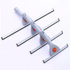 A set of heavy duty squeegees for cleaning car and home glass, featuring gray handles and orange tips.