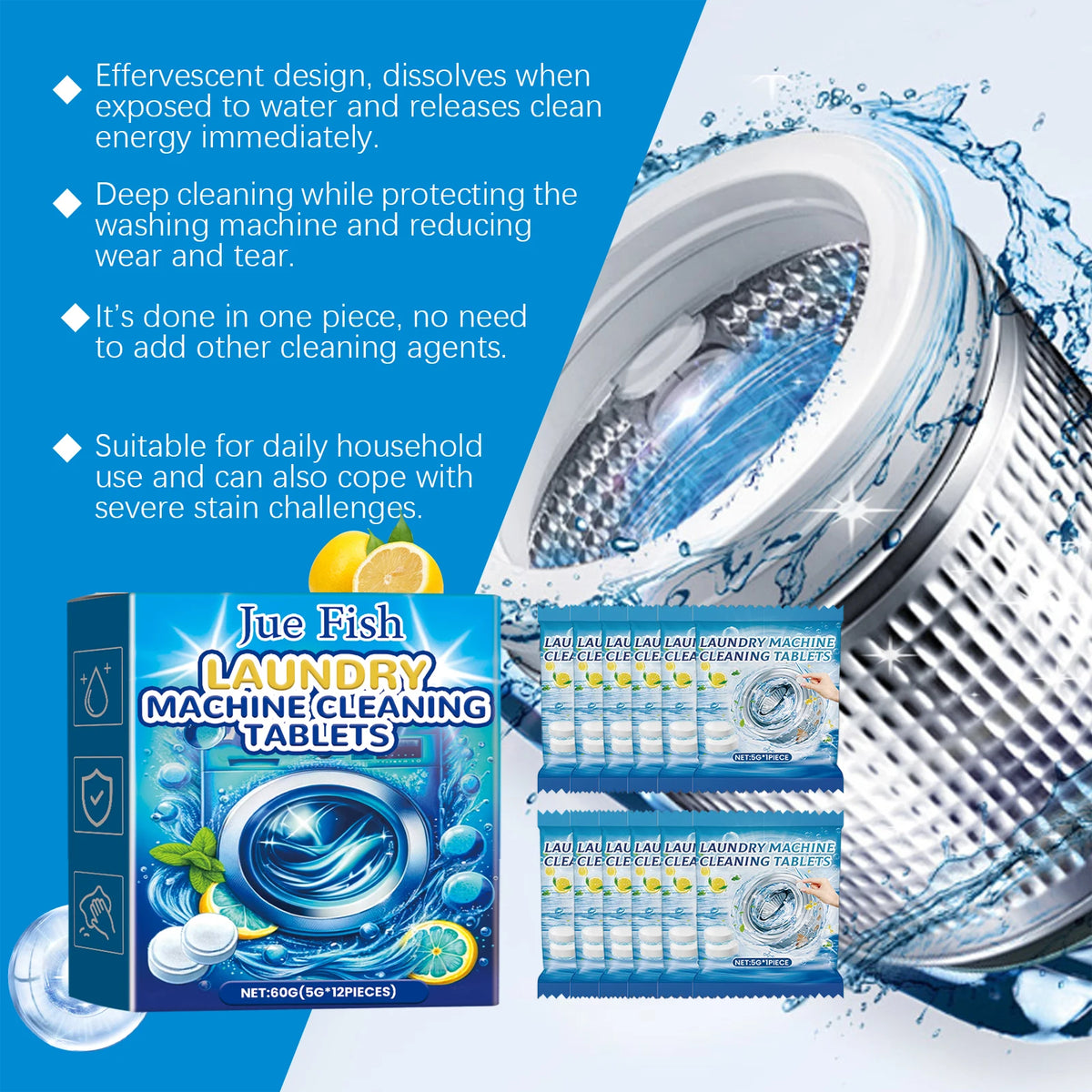 Effervescent Tablet Washing Machine Cleaner