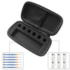 Black portable peptide storage case with compartments for storing peptides and vials.