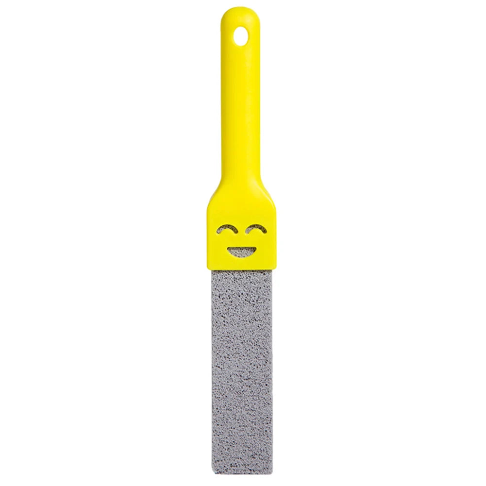 Yellow natural pumice toilet cleaning brush with a handle