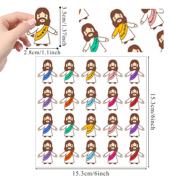 A set of inspirational faith quote stickers featuring bearded men with various quotes and colors.