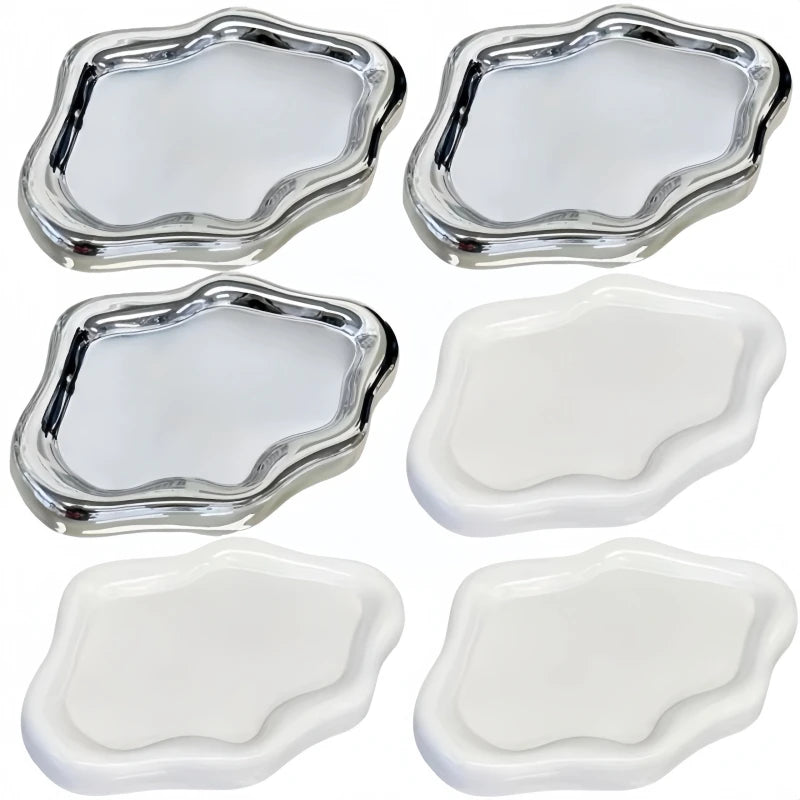 Silver and white cloud-shaped jewelry organizer trays