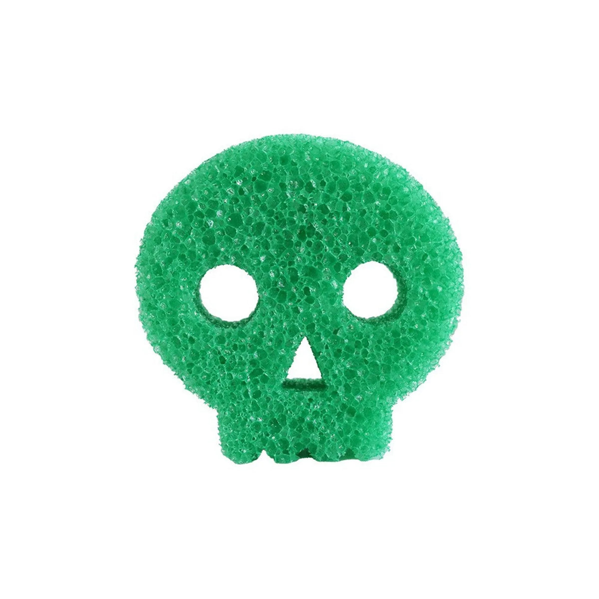 A bright green temperature sensing dish scrubbing sponge.