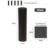 A black roll of garbage bags with a press lid, showing the unrolled size and dimensions.