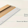 A full length arch mirror with a layered protective design showing different layers for protection.