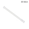 A white adjustable telescopic curtain rod with a threaded end.