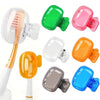 A collection of reusable silicone brush head covers in various colors including green pink orange and blue for electric tooth