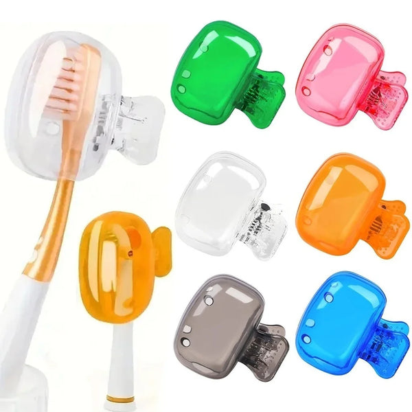 A collection of reusable silicone brush head covers in various colors including green pink orange and blue for electric tooth