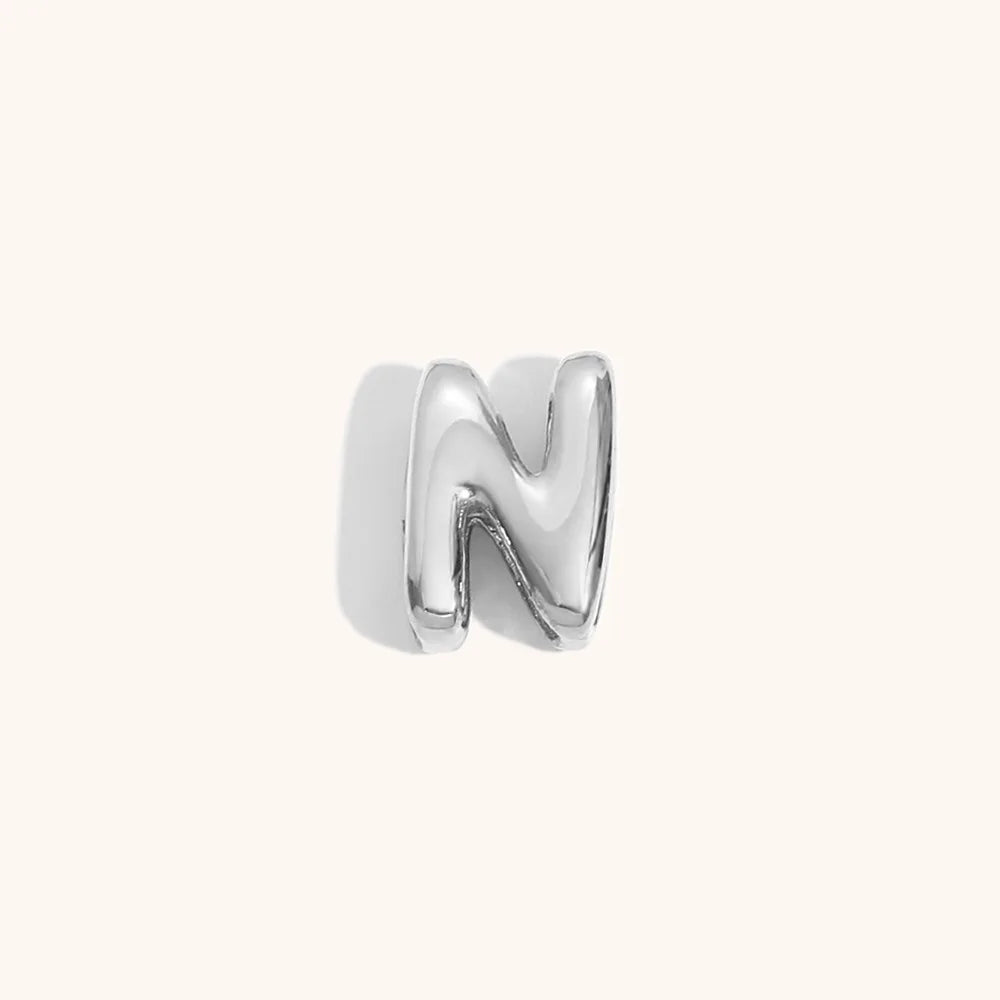 Goldplattierter 3D-Blasenbuchstaben-Anhänger mit der Form des Buchstabens N.
