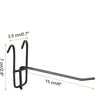 Black heavy-duty mesh grid display hooks with a 15 cm length and 3.5 cm width.