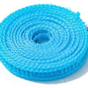 A spool of bright blue portable windproof clothes drying line coiled for storage.