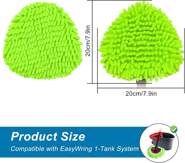 Bright lime green replacement spin mop heads for an EasyWring 1-Tank system