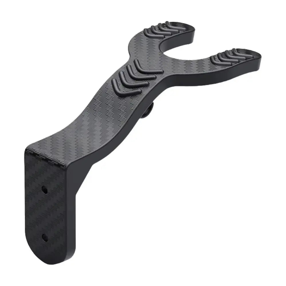 A black versatile multi-use wall hook with textured grips and a flat mounting plate.