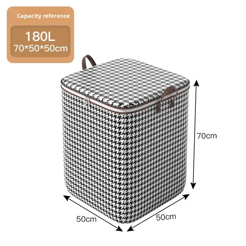 A rectangular storage box with a checkered pattern and a lid, shown with dimensions 70x50x50 cm.