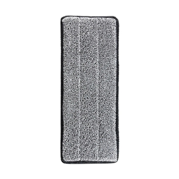 A rectangular black microfiber mop pad with a textured surface.