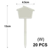 A white T-shaped plant marker with a 4.5cm wide top and a 13cm long stem.