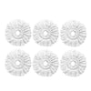 Four white microfiber spin mop heads arranged in a grid.