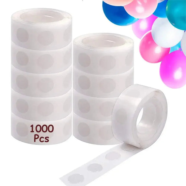 Rolls of removable double-sided decorative dots for crafting in various colors and white.