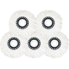 Set of six white replacement mop heads for rotating spin mops