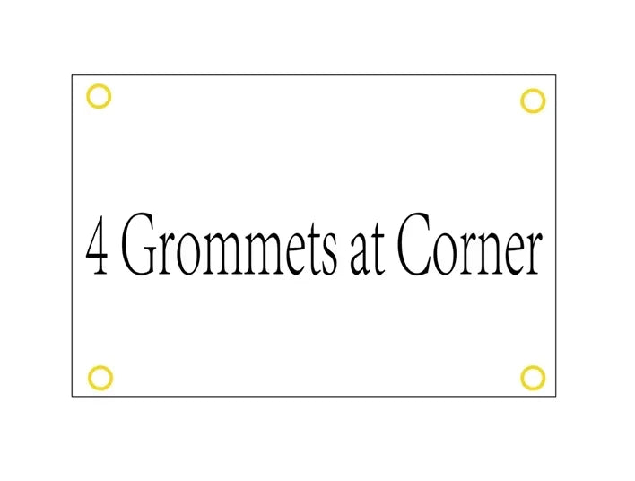 A rectangular card with the text 4 Grommets at Corner