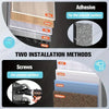 Two installation methods for a sleek wall mounted hat organizer showing adhesive and screws for different surfaces