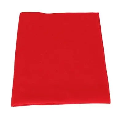 A bright red piece of soft felt fabric for crafting and sewing.