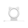 A white silicone self-adhesive cabinet door handle lifter with a cat-ear design.