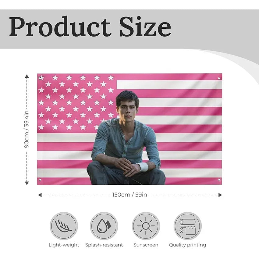 A flag tapestry featuring the American flag design with stripes and stars, displayed against a white background.