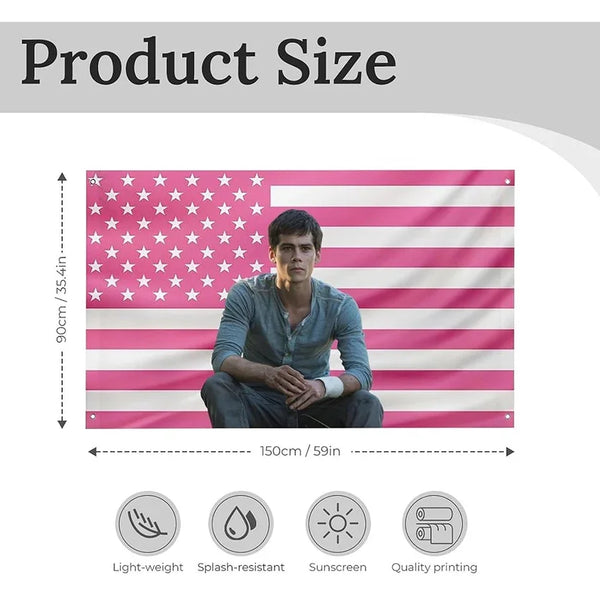 A flag tapestry featuring the American flag design with stripes and stars, displayed against a white background.