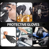 A collage showing various protective gloves in use for different tasks including skincare, laboratory work, and cleaning.