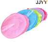 A stack of multi-layer mesh hanging storage organizers in various colors including pink, blue, green, and purple.