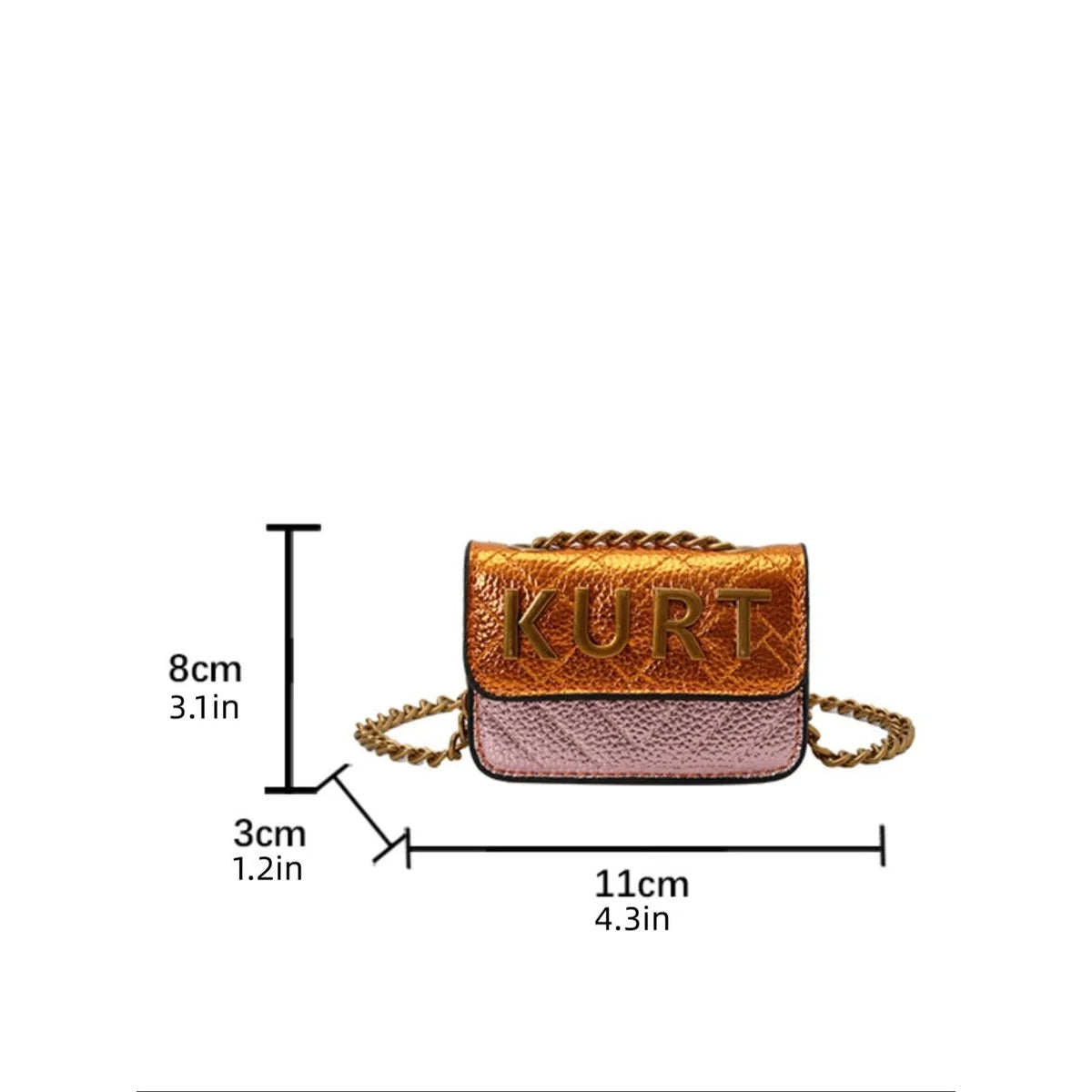A brown leather magnetic crossbody bag with a gold chain and a letter flap.