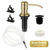 A brass liquid soap dispenser featuring a stainless steel pump and a clear silicone extension tube.