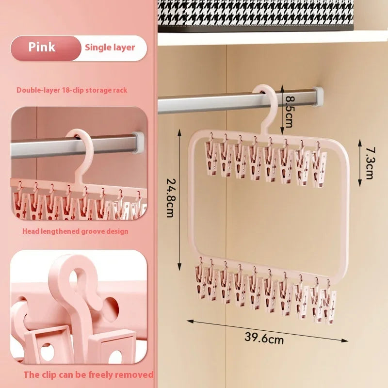 Pink single layer double-layer clip storage rack for laundry and accessories