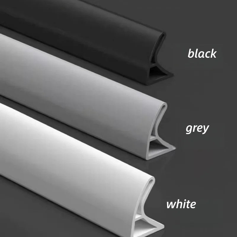Tres rollos de tiras selladoras autoadhesivas para ducha y bañera en negro, gris y blanco