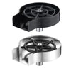 A black high-pressure faucet glass rinser for bars and kitchens with a circular mesh filter.