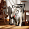 A framed canvas art print featuring a black and white photo of the UFC fighter Makhachev.
