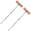 A pair of double-sided window cleaning tools with orange and silver heads and long handles.
