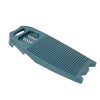 A blue plastic washing board with a slotted design for laundry.
