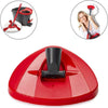 Red replacement mop head for O-Cedar and Vileda systems shown with related tools and a woman using it.