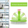 A green telescopic triangle cleaning brush with 180 degree adjustable rotation shown in use.