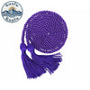 Purple graduation honor cord with tassel ends coiled into a sphere