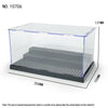 A clear dustproof display case with a black base and a lid, measuring 137mm in height and 255mm in length.