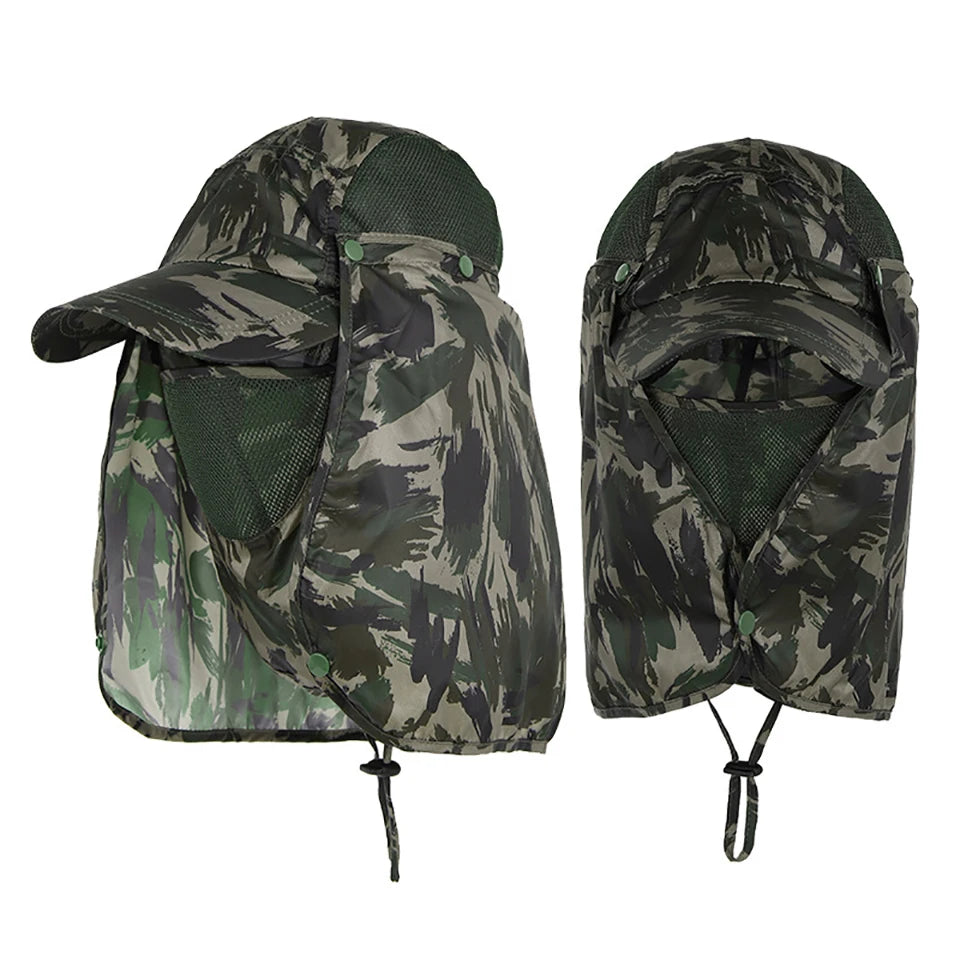 Olive green camouflage UV protection fishing sun hat for men and women