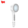 A white high pressure shower head with a textured nozzle and control buttons.