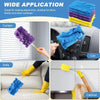 Reusable electrostatic duster refills in various colors cleaning curtains, furniture, blinds, and car interiors.