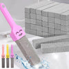 A pink natural pumice cleaning stick is shown next to a stack of gray pumice blocks and water splashing.