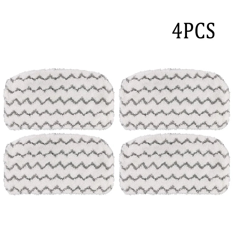 Four replacement microfiber pads with a gray and white chevron pattern for a Shark steam mop.