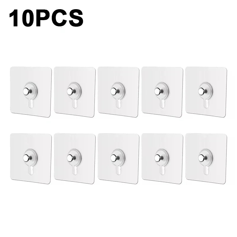 Ten adhesive hooks for walls used as no-drilling removable picture hangers